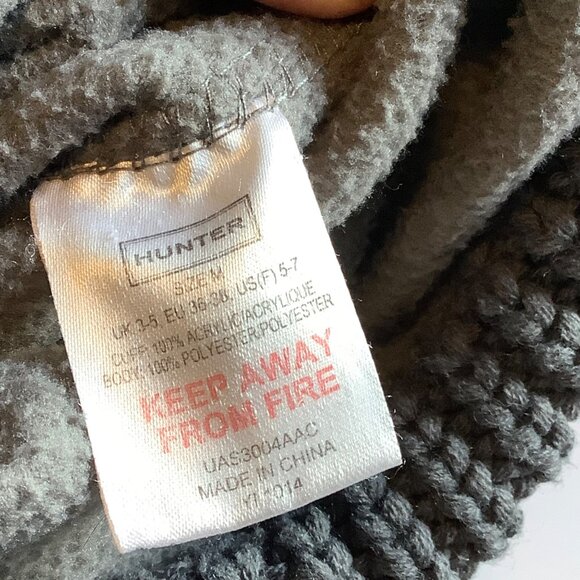 Hunter Gray Fleece Boot Socks With Knitted Cuffs For Women Size M - Picture 3 of 3